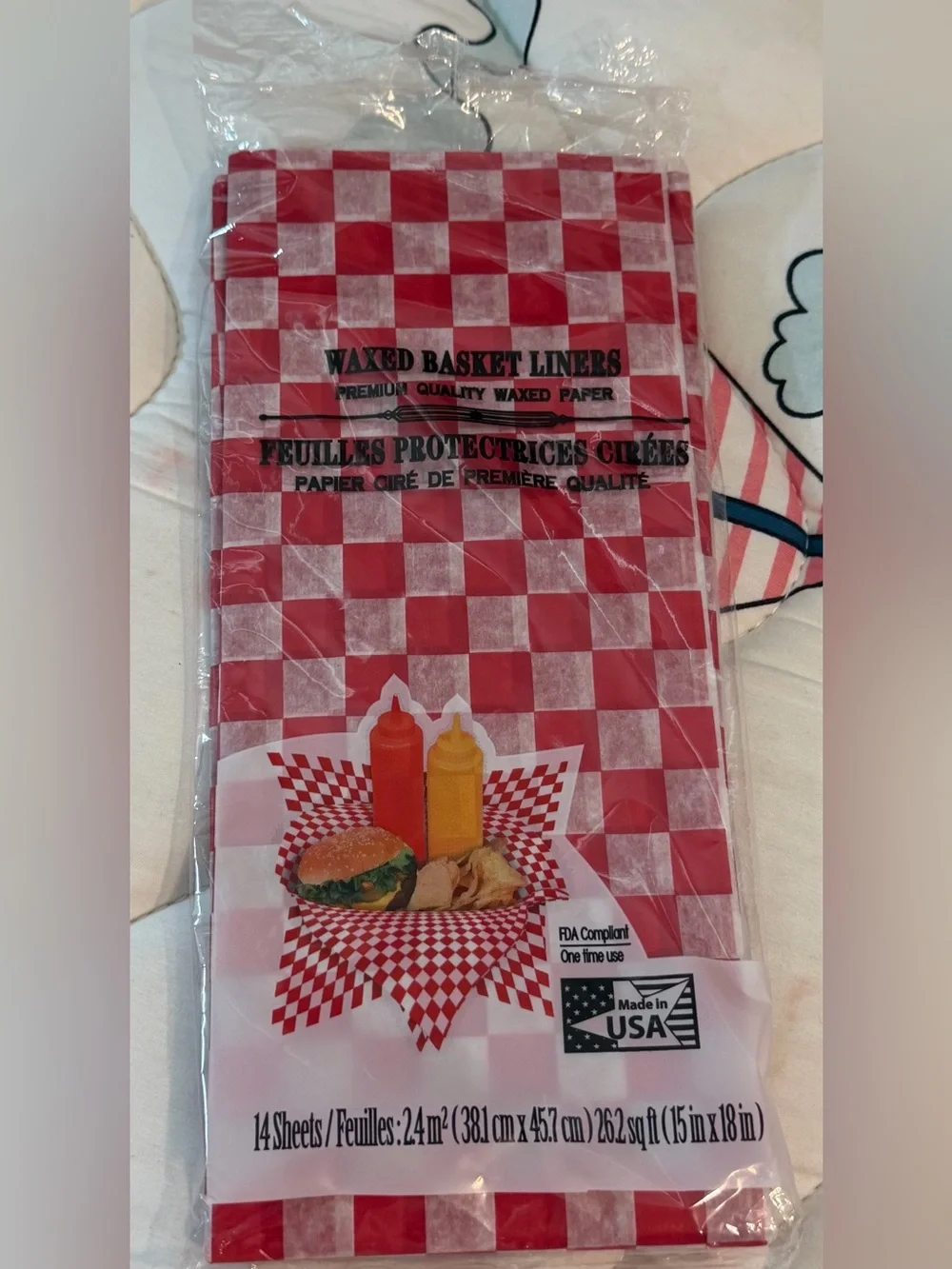 Waxed Basket Liners - Red Checkered Wax Paper